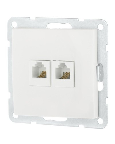 Розетка телефонная двойная 2xRJ-12 с накладкой, белый LK60 (865604-1). Розетка телефонная. Экопласт в Хабаровске