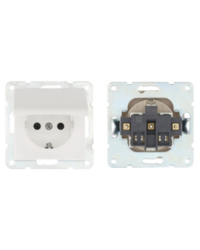 Розетка с з/к, шторками и крышкой, белый LK80 (843404-1). Розетка. Экопласт в Хабаровске