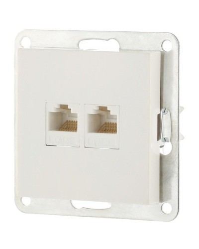 Розетка 2xRJ-45 кат.5е с накладкой, белый LK80 (846204-1). Розетка компьютерная двойная. Экопласт в Хабаровске