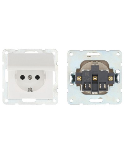 Розетка с з/к, шторками и крышкой, белый LK60 (863404-1). Розетка. Экопласт в Хабаровске
