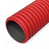 Труба ПНД жесткая двустенная ПНД D110 с/з тип 1250 (SN63) красная (PR15.00981). Труба гофрированная двустенная ПНД гибкая. Промрукав