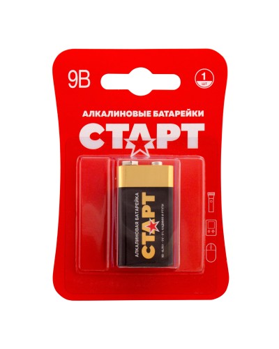 СТАРТ 6LR61-BL1 (9 В, Крона,  6LR61), БЛИСТЕР. Алкалиновая батарейка. СТАРТ в Хабаровске