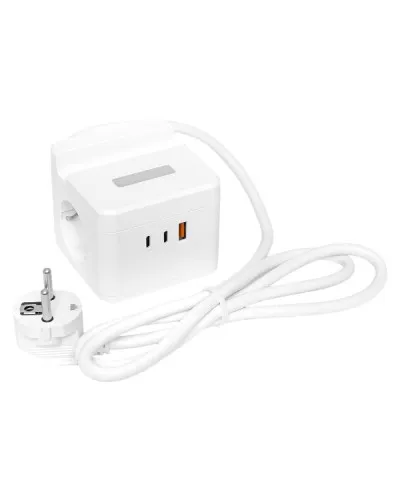 Удлинитель Куб 2 гнезда USB + 2Type C с быстрой зарядкой, подставкой под телефон и ночником 1,3 метра 1мм2. Удлинитель Куб. EKF в Хабаровске