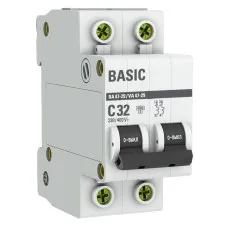 Автоматический выключатель 2P 32А (C) 4,5кА ВА 47-29 Basic (mcb4729-2-32C): Автоматический выключатель