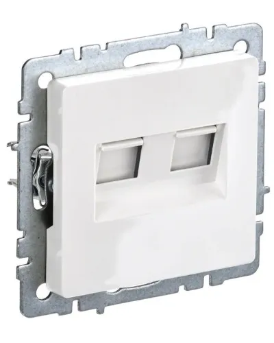 Розетка RJ11+RJ45 РК/Т12-БрБ белая BRITE (BR-KT20-O-1-K01). Розетка двойная. IEK в Хабаровске
