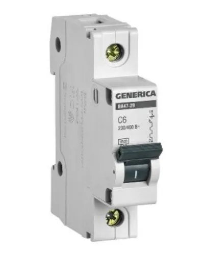 GENERICA ВА47-29 1P C 6А 4,5кА (MVA25-1-006-C). Автоматический выключатель. IEK в Хабаровске