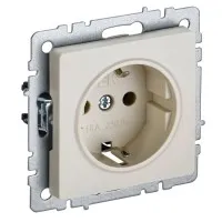 Розетка с з/к РС14-1-0-БрКр бежевый BRITE (BR-R14-16-K10). Розетка с заземлением с защитными шторками. IEK