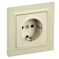 Розетка с з/к РСР14-1-0-БрКр бежевый BRITE (BR-R14-16-K10-F). Розетка с заземлением с защитными шторками в сборе. IEK