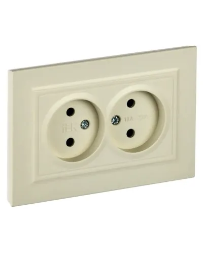 Розетка 2-местная без з/к РС12-2-БрКр бежевый BRITE (BR-R20-10-K10-F). Розетка без заземления без защитных шторок в сборе. IEK в Хабаровске