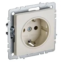 Розетка без з/к РС11-1-0-БрКр бежевый BRITE (BR-R11-16-K10). Розетка без заземления без защитных шторок. IEK