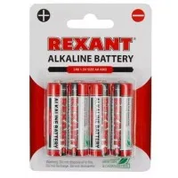 Алкалиновая батарейка AA/LR6 1,5 V 4 шт. блистер REXANT (30-1027). Элемент питания. Rexant