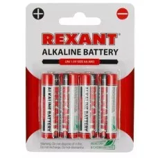 Алкалиновая батарейка AA/LR6 1,5 V 4 шт. блистер REXANT (30-1027). Элемент питания. Rexant