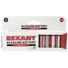 Алкалиновая батарейка AA/LR6 1,5 V 12 шт. REXANT (30-1026). Элемент питания. Rexant