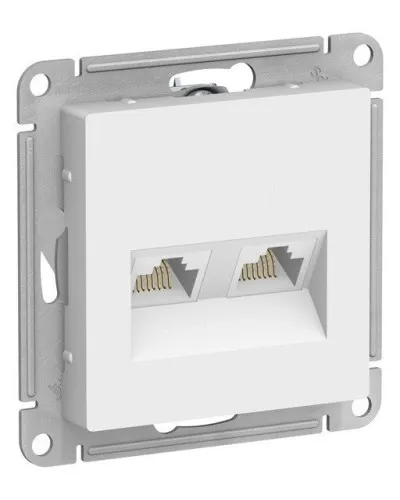 AtlasDesign розетка RJ45+RJ45, 2-местная, скрытой установки, механизм, белый (ATN000185). Розетка компьютерная. Systeme Electric в Хабаровске