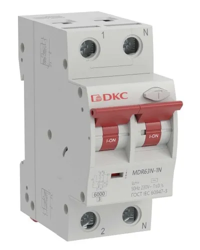 YON max MDR, 1P+N, 30mA, 6A, 6kA, А (MDR63N-1N2C6-A). Автоматический выключатель дифференциального тока. ДКС в Хабаровске